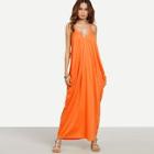 Romwe Neon Orange V-neckline Cocoon Cami Dress