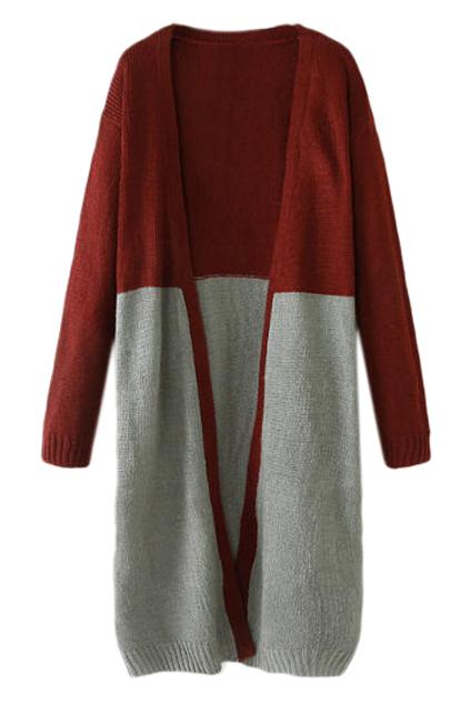 Romwe Color Block Open Front Cardigan