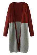 Romwe Color Block Open Front Cardigan