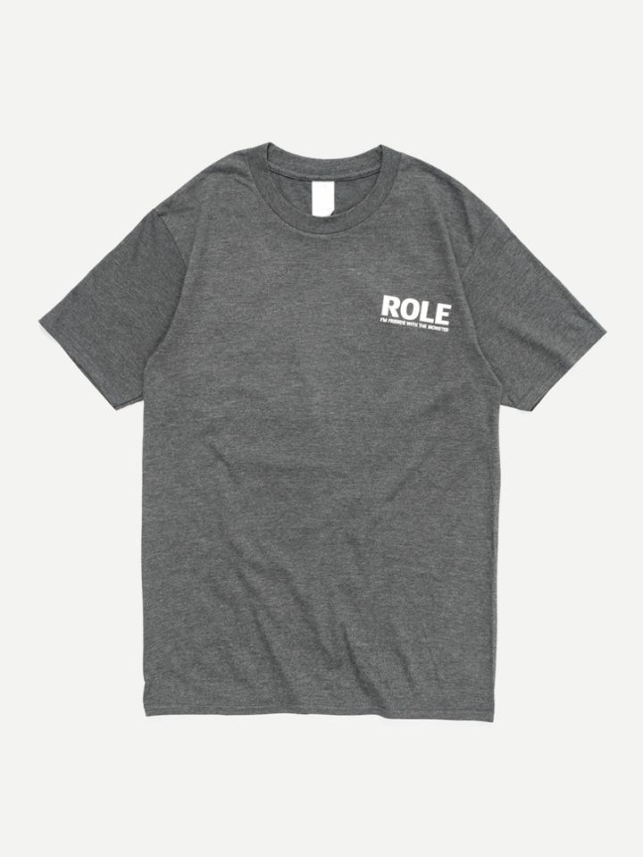 Romwe Men Hawk And Thunder Graphic Back T-shirt