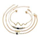 Romwe Leaf Chain Bracelet Set 4pcs