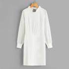 Romwe Keyhole Backless Solid Dress