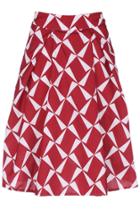 Romwe Romwe Geometrical Print High Waist Red Skirt