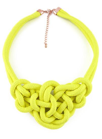 Romwe Yellow Twine Elastic Necklace