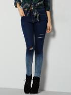 Romwe Blue Ombre Ripped Denim Pant
