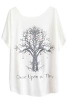 Romwe Batwing Wishing Tree Print T-shirt