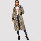 Romwe Leopard Print Hooded Coat