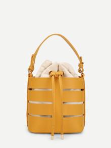 Romwe Bucket Bag With Drawstring Inner Pouch