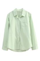 Romwe Asymmetric Pocketed Green Shirt