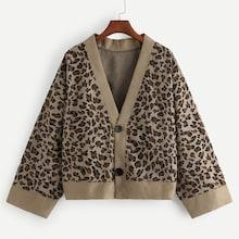 Romwe Leopard Print Double Button Jacket
