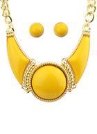 Romwe Yellow Gemstone Necklace With Earrings