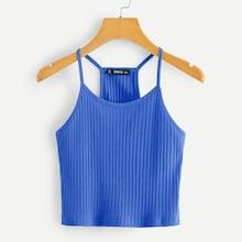 Romwe Rib-knit Racerback Cami Top