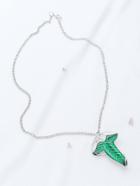 Romwe Silver Pendant Necklace With Detachable Leaf