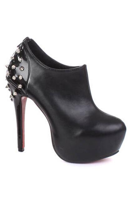 Romwe Riveted Platform Black High Heels