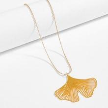 Romwe Fan Shaped Leaf Pendant Necklace