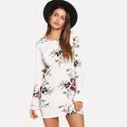 Romwe Fluted Sleeve Floral Print Dress