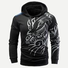 Romwe Men Abstract Print Hooded Sweatshirt
