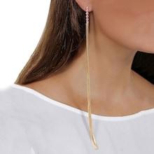 Romwe Long Metal Tassel Drop Earrings