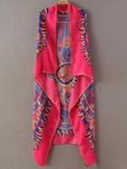 Romwe Rose Red Printed Asymmetric Scarf