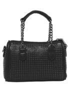 Romwe Black Zipper Studded Pu Bag