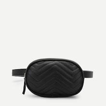 Romwe Chevron Pu Bum Bag With Adjustable Strap