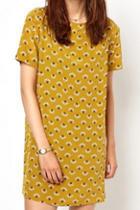 Romwe Romwe Dandelion Print Yellow Dress