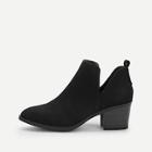 Romwe V Cut Design Faux Suede Western Ankle Boots