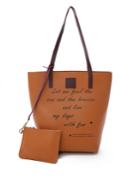 Romwe Letter Print Tote Bag With Purse