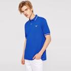 Romwe Guys Contrast Tipping Embroidered Bee Patched Polo Shirt