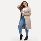 Romwe Plus Drop-shoulder Longline Cardigan