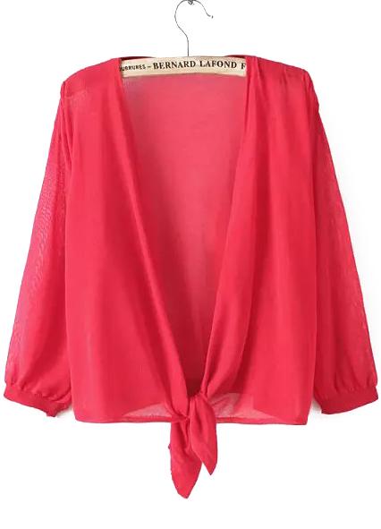 Romwe Long Sleeve Knit Red Cardigan