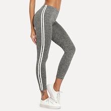 Romwe Striped Tape Side Elastic Waist Leggings