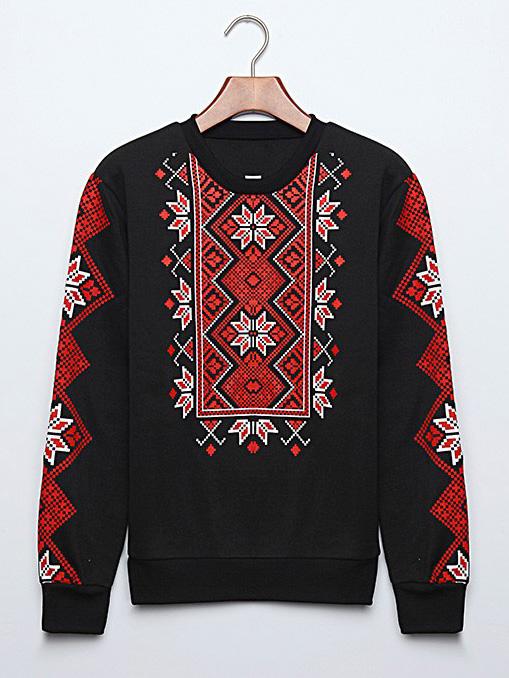 Romwe Black Long Sleeve Print Thicken Sweatshirt