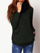 Romwe Long Sleeve Pockets Sweater With Scarf