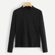 Romwe Stand Neck Solid Tee