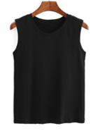 Romwe Crew Neck Black Tank Top