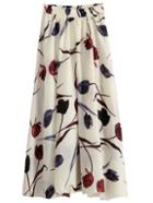 Romwe Tulips Print Chiffon Skirt With Elastic Waist