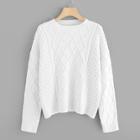 Romwe Plus Solid Cable Knit Sweater