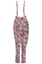 Romwe Romwe Red Flower Print Chiffon Suspender Pants