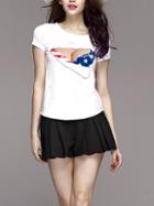 Romwe White Boobs Print T-shirt