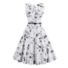 Romwe All Over Flower Flare Dress With Belt