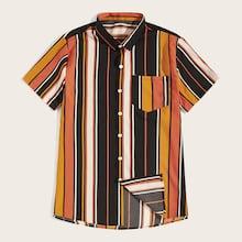 Romwe Guys Colourful Stripe Shirt