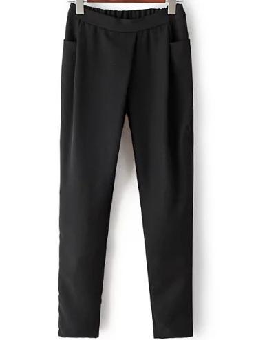 Romwe Elastic Waist Asymmetrical Pant