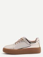 Romwe Gold Patent Leather Rubber Sole Sneakers