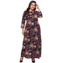 Romwe Plus Random Floral Print Henley Dress