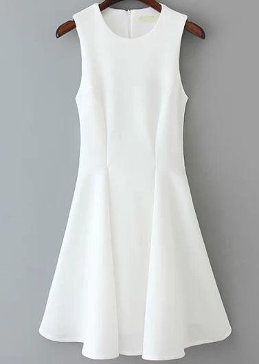 Romwe White Sleeveless Slim Ruffle Dress