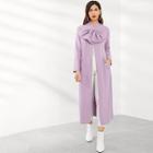 Romwe Exaggerate Bow Detail Longline Coat