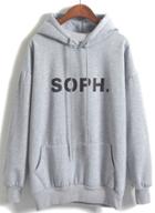 Romwe Hooded Soph Print Grey Sweatshirt