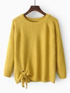 Romwe Knot Detail Raglan Sleeve Knitwear