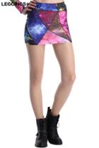 Romwe Romwe Galaxy Color-block Print Skirt